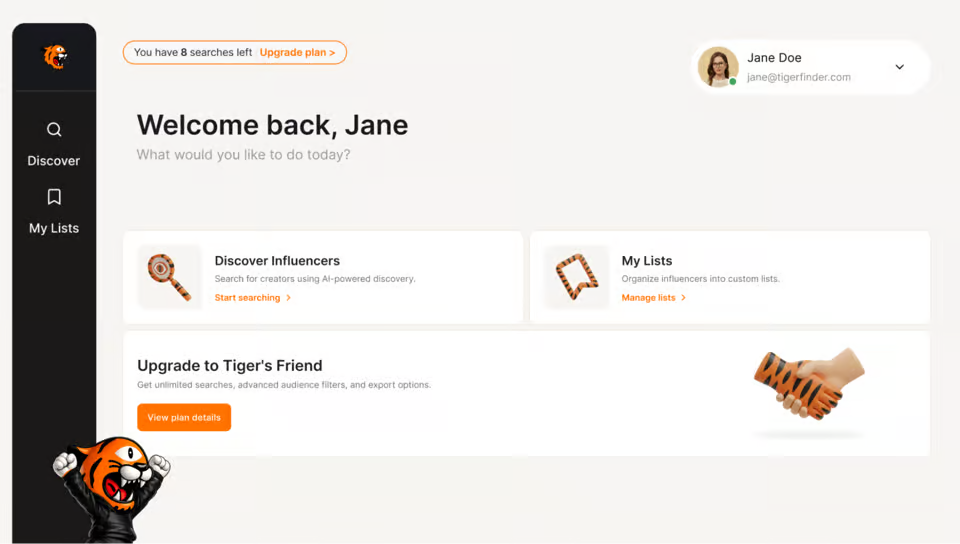 Tiger Finder Influencer Search 