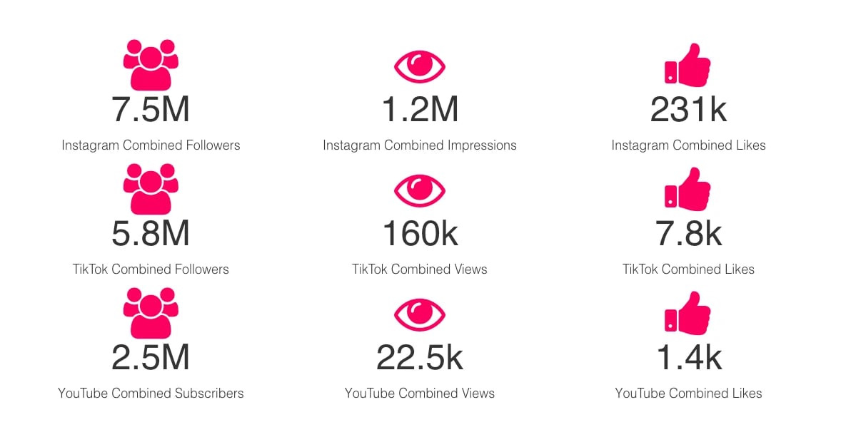 Influencer Marketing Factory results for the Hyundai Santa Fe launch across Instagram, TikTok, and YouTube, including 1.2M impressions and 231k likes