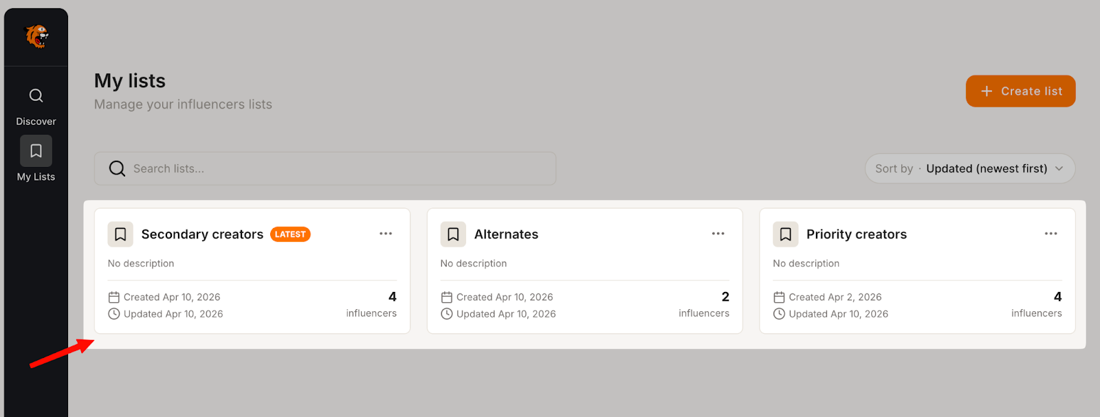 Influencer research list 