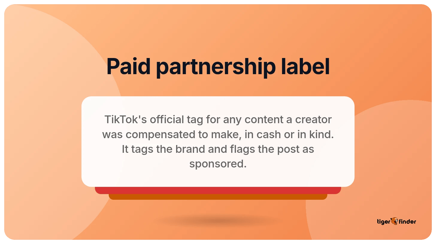 TikTok paid partnership label on a sponsored creator video