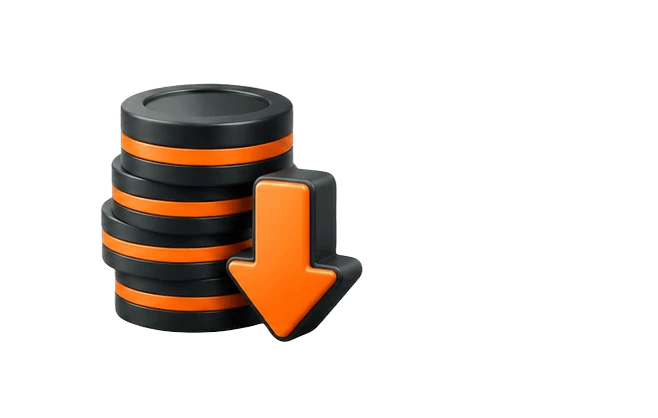 Coin stack with a down arrow